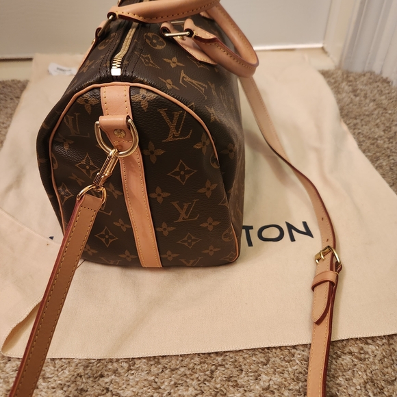 Louis Vuitton Brown Monogram Satchel with Tan Accents ,Speedy Bandouliere - Picture 6 of 8